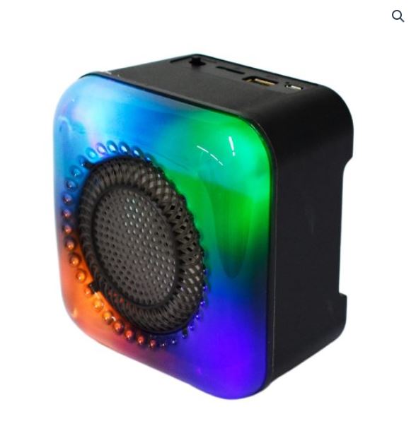 Bocina bluetooth recargable radio fm usb y micro sd con luces rgb gts-1373