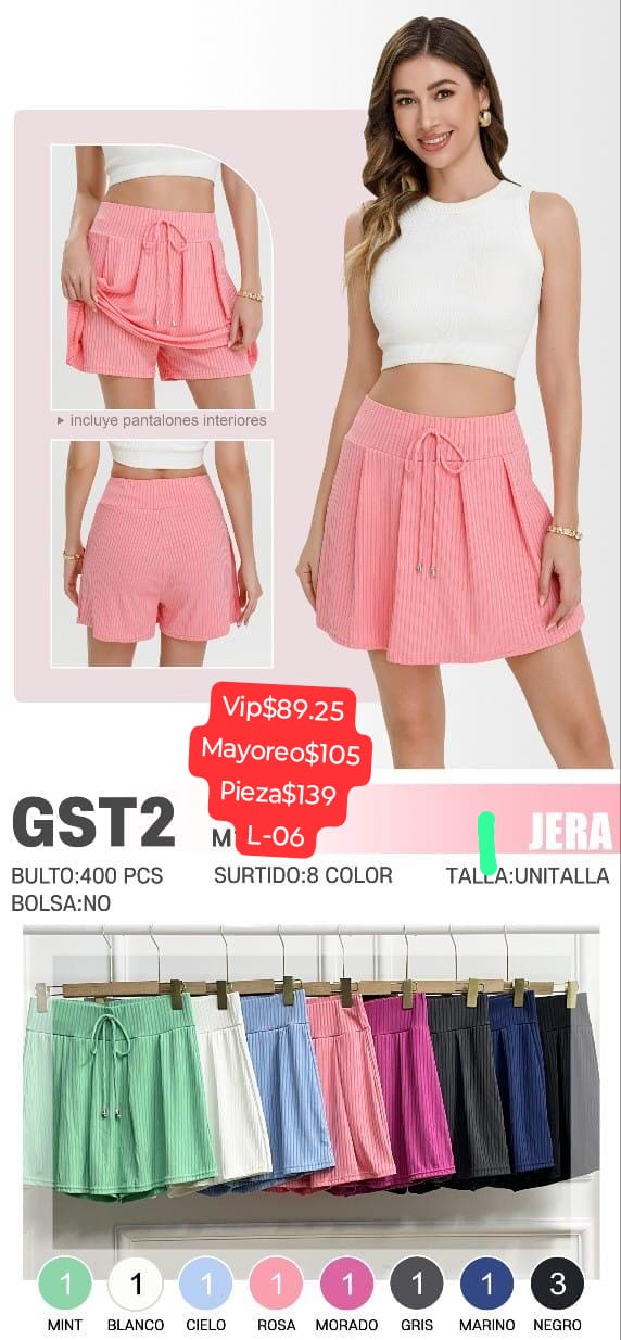 falda para gym con short gts-02