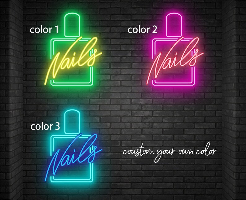 Letrero nails  de neón para negocios letreros LED abiertos para negocios y tiendas, brillo ajustable, luz de neón ultra brillante, letrero abierto para fiesta, bar, cafetería, (Copia) (Copia)