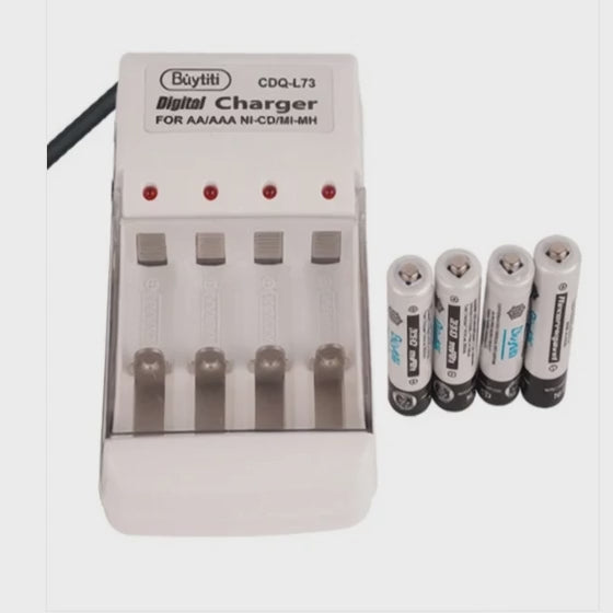 Cargador De Baterías Aa / Aaa Con 4 Pilas «aaa» De 350 Mah
