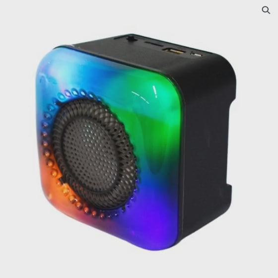 Bocina bluetooth recargable radio fm usb y micro sd con luces rgb gts-1373