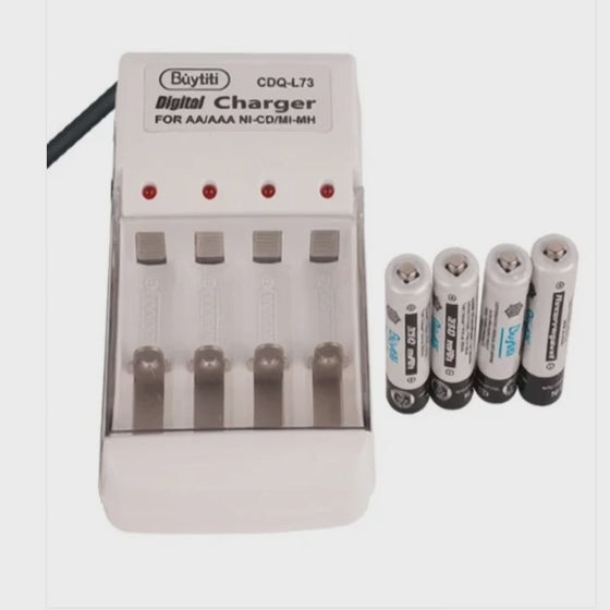 Cargador De Baterías Aa / Aaa Con 4 Pilas «aaa» De 350 Mah