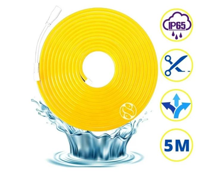 Rollo Led 5 Metros Neon Gel Flexible Recortable 12v DC12V 7,2W/m 120 LEDs/m IP67 para Fuentes y Logotipos