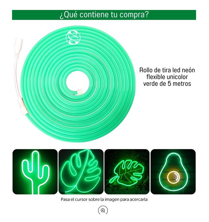 Rollo Led 5 Metros Neon Gel Flexible Recortable 12v DC12V 7,2W/m 120 LEDs/m IP67 para Fuentes y Logotipos