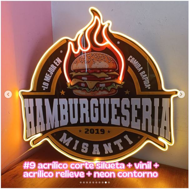 letreo neon acrilico ,vini, y led