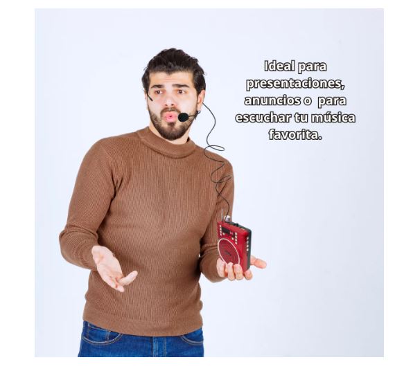 bocina Megáfono bluetooth con antena wks-204 doble pila