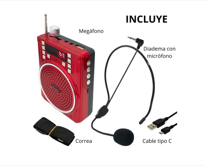 bocina Megáfono bluetooth con antena wks-204 doble pila